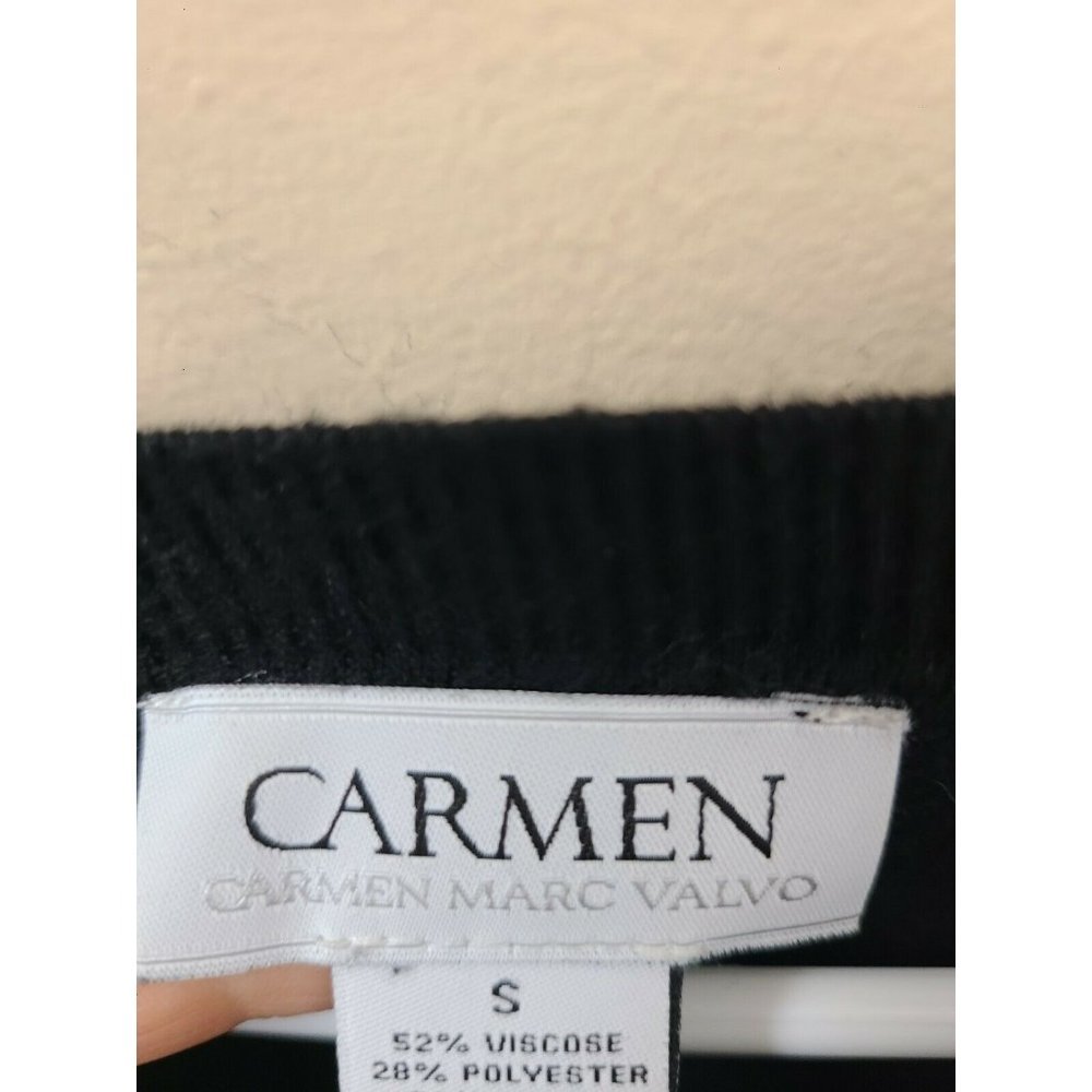 Carmen Marc Valvo Black Dolman Zipper Long Sleeve Pullover Womens Sweater Small - Picture 4 of 9